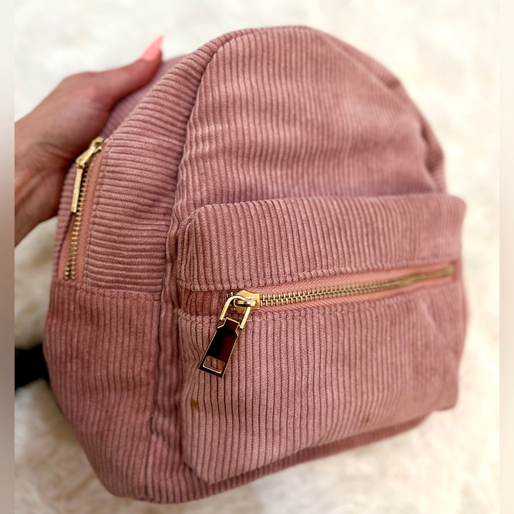NEW Pink Backpack With Black Straps & Gold Hardware - Girly & Cute - Soft